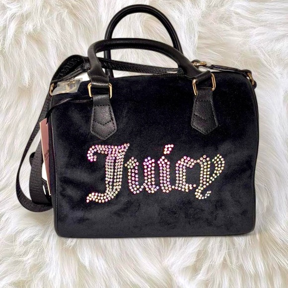 Juicy Couture Handbags - NWT Juicy Couture Black Satchel with Pink Embellishments